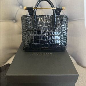 Strathberry Black Croc Embossed Handbag